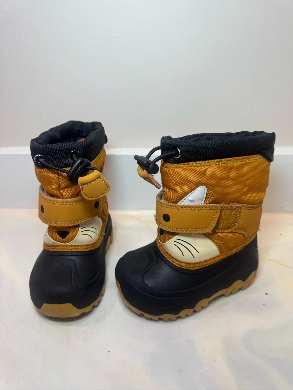 Kids Insulated Snow Boots in Mustard and Black